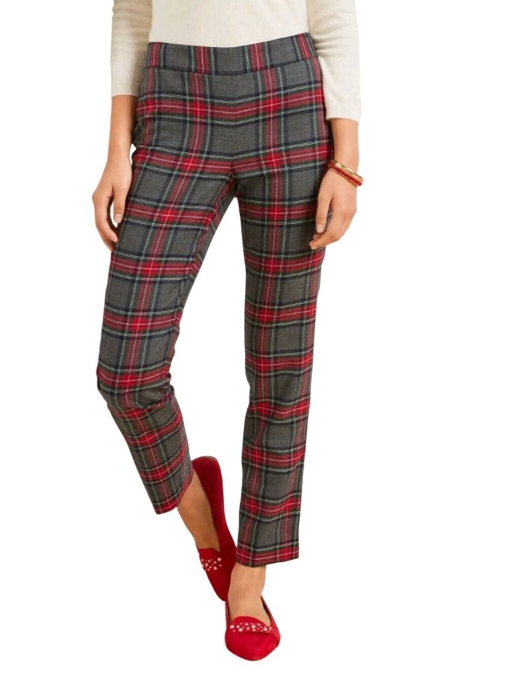 Talbots Hampshire Ankle Pants Wool Blend Bonfire Plaid Classic Career Size 16p